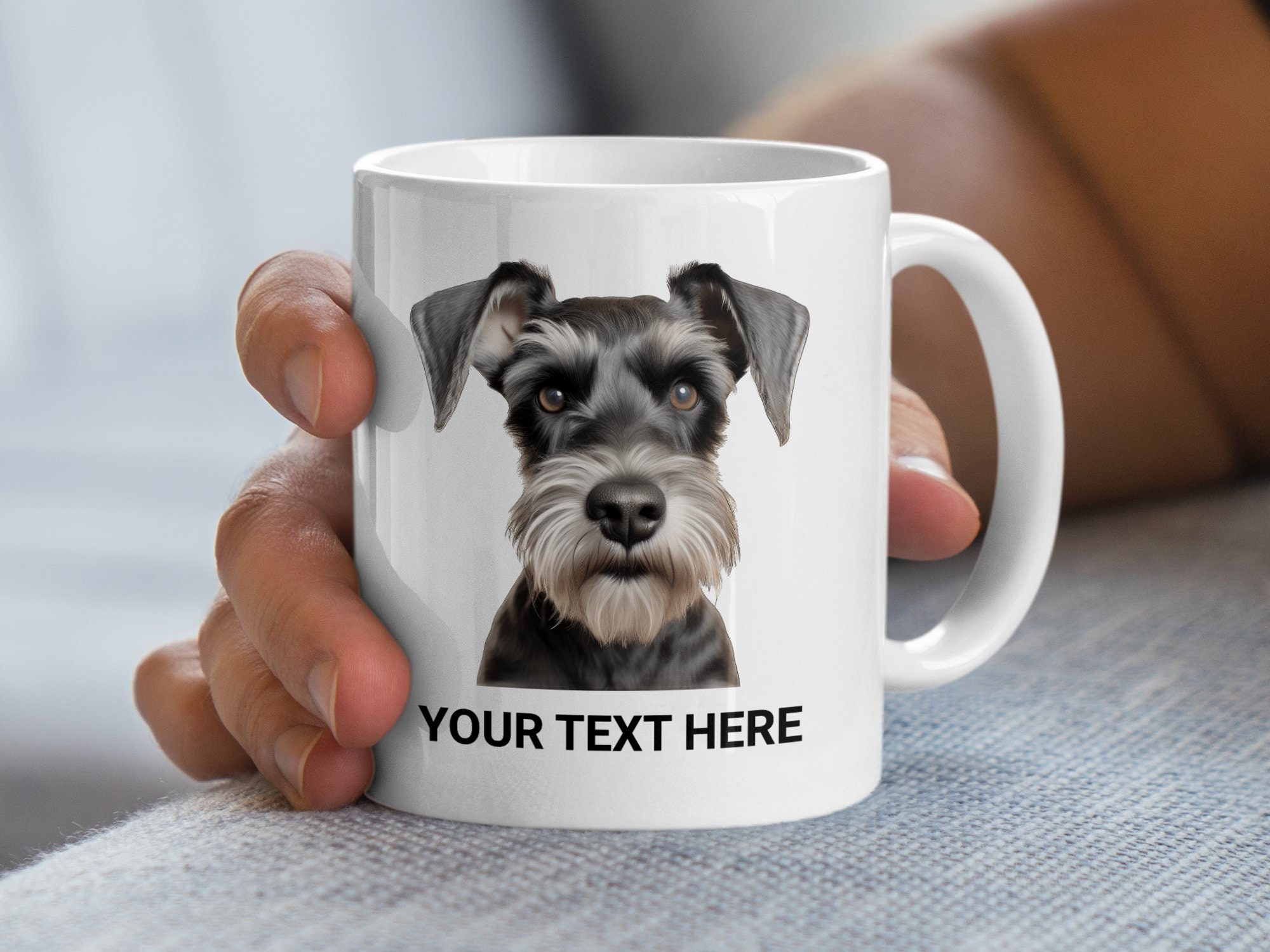Taza Schnauzer Patrón Con Nombre Personalizable De Cerámica | Envío Gratis