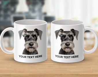 Miniature Schnauzer Coffee Mug, Cute Dog Lover Gift, Personalized Text Option, Custom Pet Portrait Drinkware