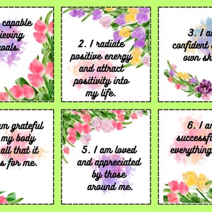 Baraja de 24 cartas de Afirmaciones Positivas, Tarjetas para pintar sobre autocuidado, Confianza y motivación personal, Kit de tablero de visión, Digital
