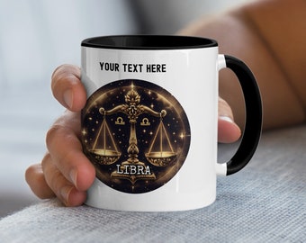 Taza de café del zodiaco Libra: regalo astrológico personalizado