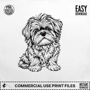 Shih Tzu Digital Download PNG, Dog Breed Clipart, Puppy Outline Art, Cute Pet Graphics, Vector Silhouette, Printable Dog Design