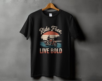 Ride Free Live Bold Graphic Tee - Motorcycle Enthusiast 100% Cotton T-Shirt