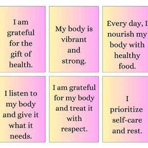 30 tarjetas de afirmaciones positivas para el cuerpo, descarga instantánea, positividad corporal, palabras positivas, autoafirmaciones, baraja de cartas,