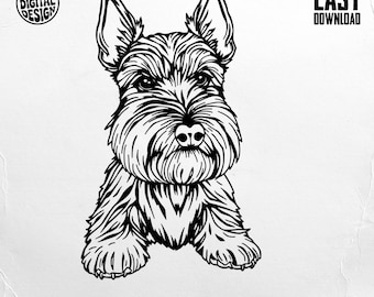 Scottish Terrier PNG, Black and White Dog Clipart (Digital Download)