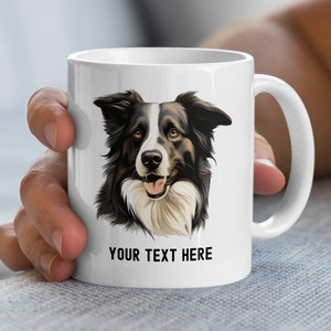 Custom Border Collie Mug with Customizable Text, Personalized Dog Lover Gift, Pet Owner Coffee Cup