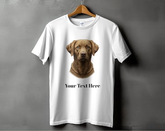 Chocolate Labrador Porträt T-Shirt: Benutzerdefinierter Text, Hundeliebhaber Geschenk