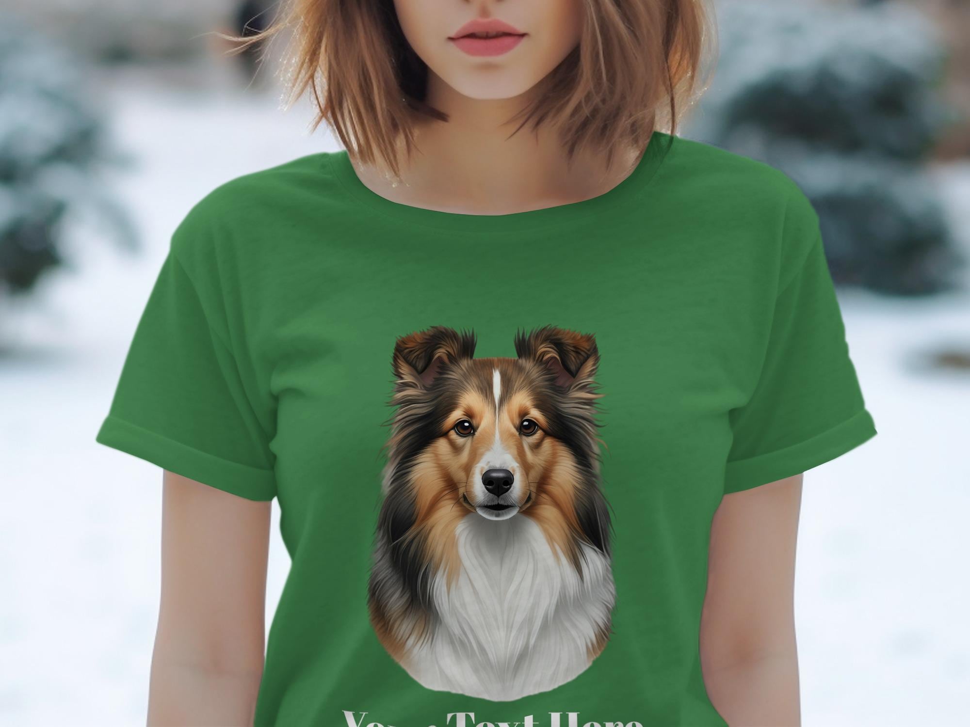 シェットランド・シープドッグのポートレートTシャツ、コリー犬種のT 