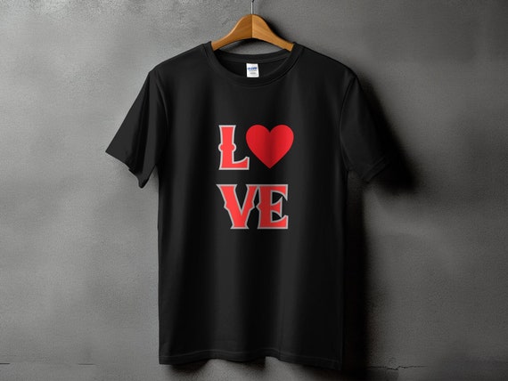 Love, Big Heart Valentines Day T-shirt - Etsy