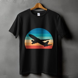 Retro Airplane Silhouette T-Shirt: Vintage Aviation Graphic