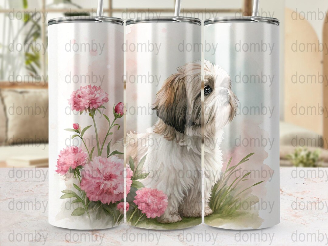 Shih Tzu Puppy Tumbler Wrap: Floral Dog Design (digital Download) - Etsy