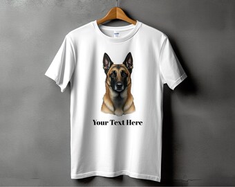 Belgian Malinois Portrait T-Shirt, Personalized Dog Lover Tee