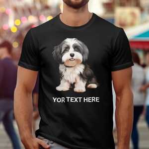 Cute Fluffy Black and White Puppy T-shirt, Adorable Dog Lovers Shirt, Havanese Tee, Gift for Dog Owners, Personalized Option
