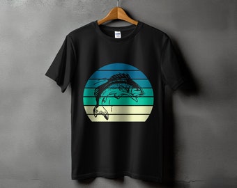 レトロなバスフィッシュグラフィックTシャツ：ヴィンテージアングラーギフト