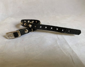 Black Leather Studded Cat Collar
