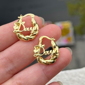 Custom Earrings Baby,Kids Name Earrings,Name Hoop Earrings,Gold Name Earring,Hoop Earrings,Baby twist earring,Name Earring,Kids Baby Jewelry