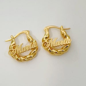 Custom Mini Hoop Earrings,Kids Baby Name Earrings,Dainty Name Earrings,Hoop Earrings Gold ,Name Plate Earrings,Custom Baby Jewelry Gifts