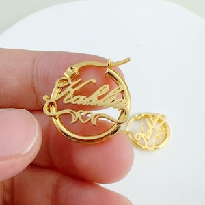 Custom Kids Name Earrings,Name Earrings Hoops,Gold Hoop Earrings,Mini Earrings,Personalized Jewelry For Baby Kids Toddler,Nameplate Gifts