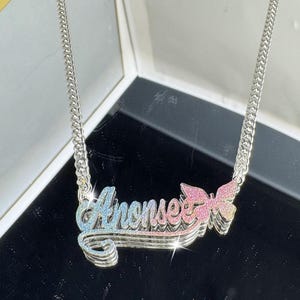 18K Gold Double Name Necklace: Personalized Mother&#39;s Jewelry, Bling Christmas Gifts