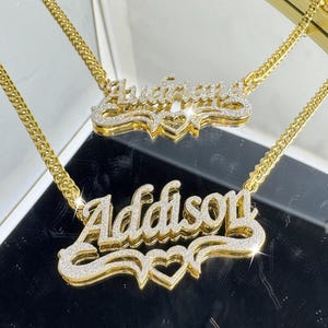 18K Gold Plated Double Name Necklace: Custom Bling Jewelry