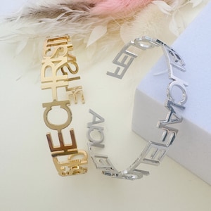 18k Gold Custom Name Bangle: Personalized Nameplate Bracelet