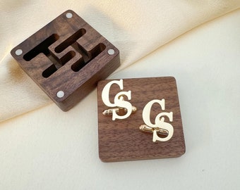 Personalized Gold Plated Initial Cufflinks, Groomsmen Gifts