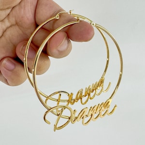 Custom Hoop Earrings,Gold Name Earring,Personalized Earrings,Large Big Hoop Earrings,Name Hoop Earrings,Women Name Earring,Personalized Gift