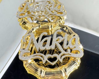 Custom Bamboo Hoop Earrings: Personalized Name Jewelry