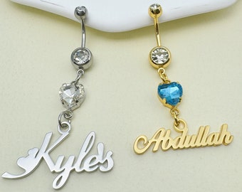 Custom Birthstone Name Belly Rings,Gold Belly Ring,Navel Jewelry,Body Jewelry,Summer Jewelry,Dainty Navel Ring,Personalized Belly Rings,Gift