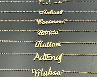Collier prénom personnalisé : cadeau bijoux plaque signalétique personnalisé, breloque plaque signalétique par chaîne boîte