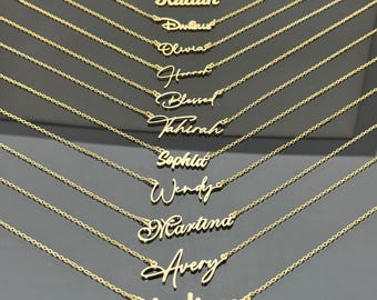 Custom Dainty Name Necklace, 18K Gold Jewelry, Personalized Nameplate Pendant, Woman Mom Birthday