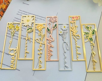 Custom Birth Flower Bookmark,Name Bookmark,Personalized Floral Bookmark for Women,Custom Gifts for Reading Lovers,Book Lover Gift,Mom Gifts