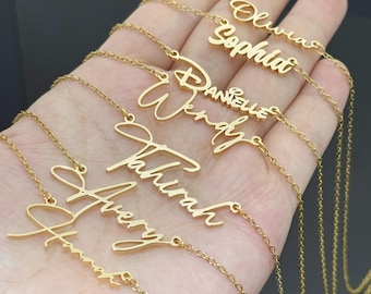 Collar con nombre personalizado, joyería minimalista y delicada en oro de 18 quilates, regalo de cumpleaños personalizado