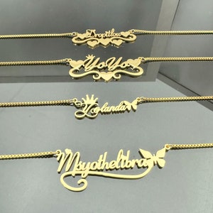 18K Gold Namen Halskette, Benutzerdefinierte Name Halskette, Typenschild Halskette, Mama Halskette, personalisierte Halskette Frauen, Geschenk für Mama, Geburtstagsgeschenk für Sie
