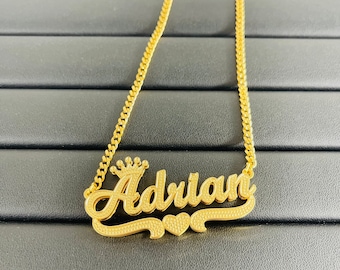 3D Double Plated Custom Name Necklace, Personalized Gift