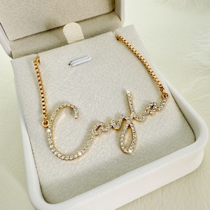 Diamond Name Necklace,Custom Name Necklace,Pave Name Necklace,18K Gold Necklace,Bling Name Necklace,Personalized Gift,Personalized Jewelry