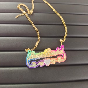Custom Name Necklace,Acrylic Nameplate,Name Rainbow Necklace,Kids Name Necklace,Personalized Jewelry,Custom Nameplate,Personalized Gift