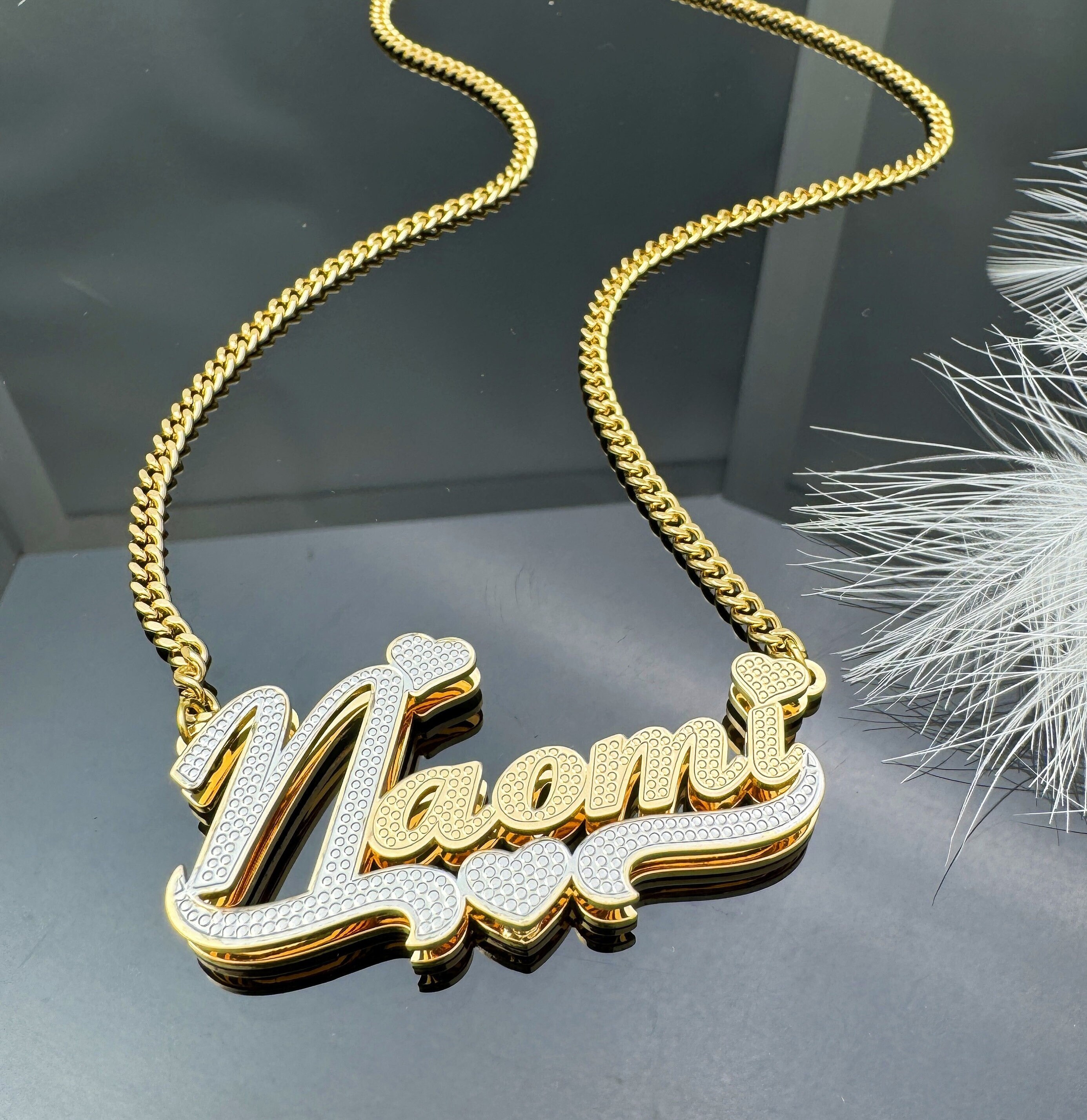 Nameplate Necklace,custom Double Plate Name Necklace,double