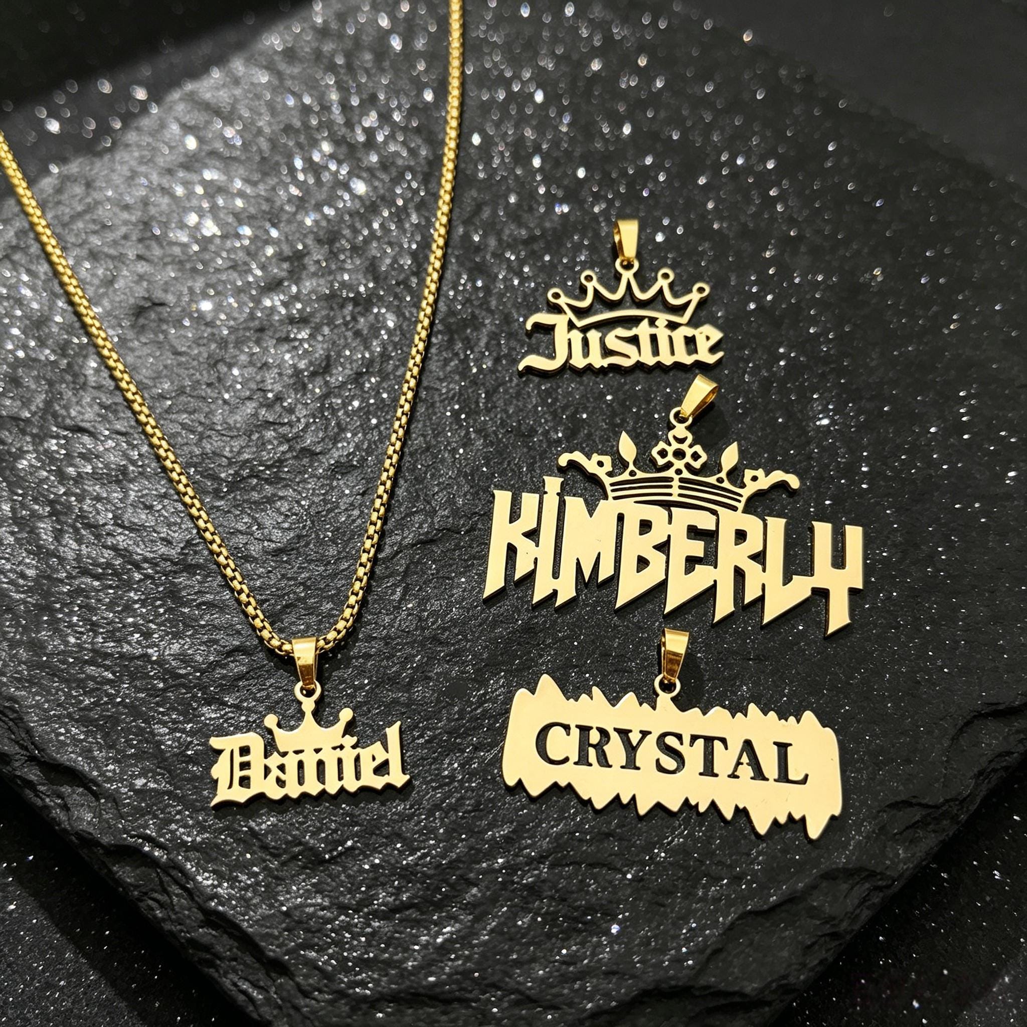 Custom Men Name Necklace, 18K Gold Dainty Minimalist Pendant,…