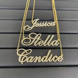 Bling Diamond Name Necklace: Personalized Pave Jewelry - Etsy