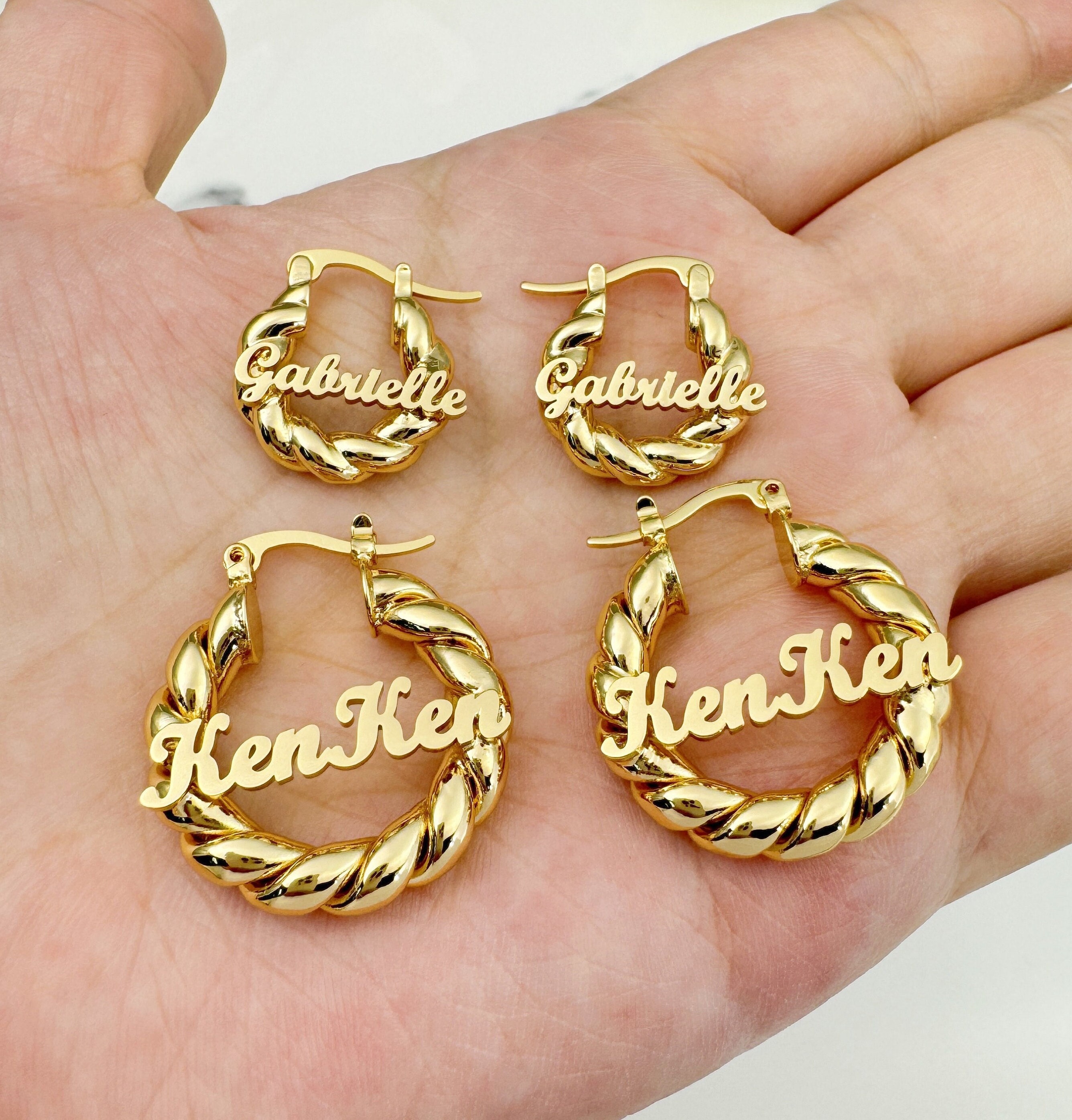 Custom Name Hoop Earrings: Personalized Baby Jewelry, Kids Mini
