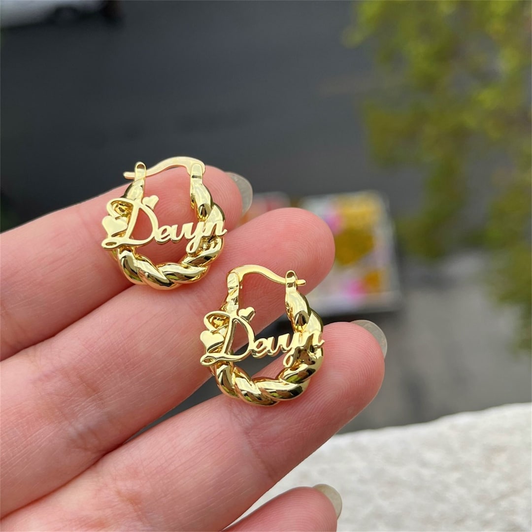 Custom Earrings Baby,kids Name Earrings,name Hoop Earrings,gold Name