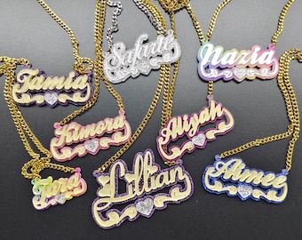 Custom Acrylic Name Necklace,Personalized Necklace,Colorful Nameplate Pendant,Custom Necklace,Kids Name Necklace,Gold Nameplate,Gift For Her