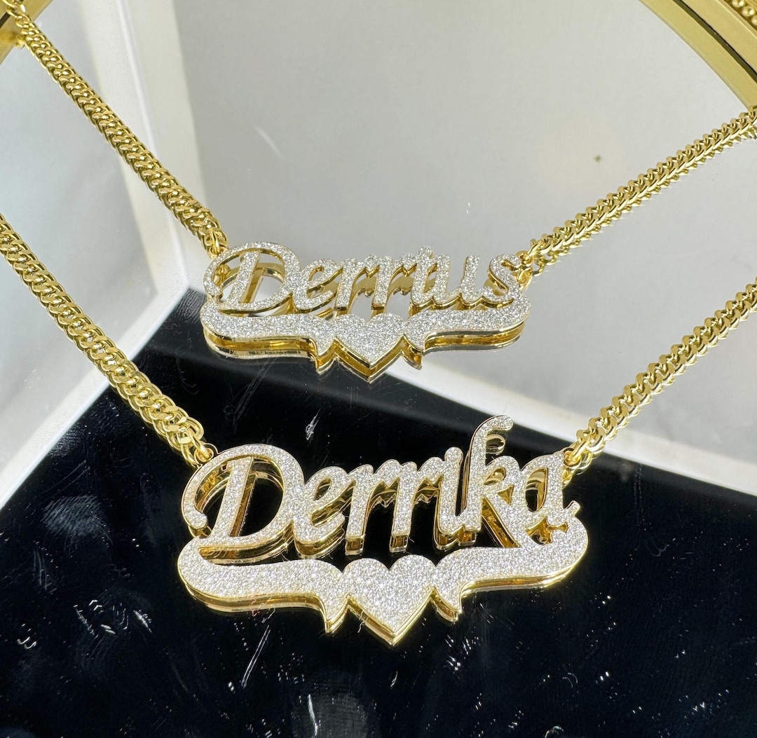 Custom Bling Name Necklace: 18K Gold Plated Personalized Jewelry - Etsy