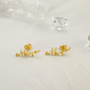 Custom Name Earrings,Name Stud Earrings,Statement Stud Earrings,Minimalist Name Stud,Name Earrings Gold,Handmade Minimalist Jewelry,Gifts