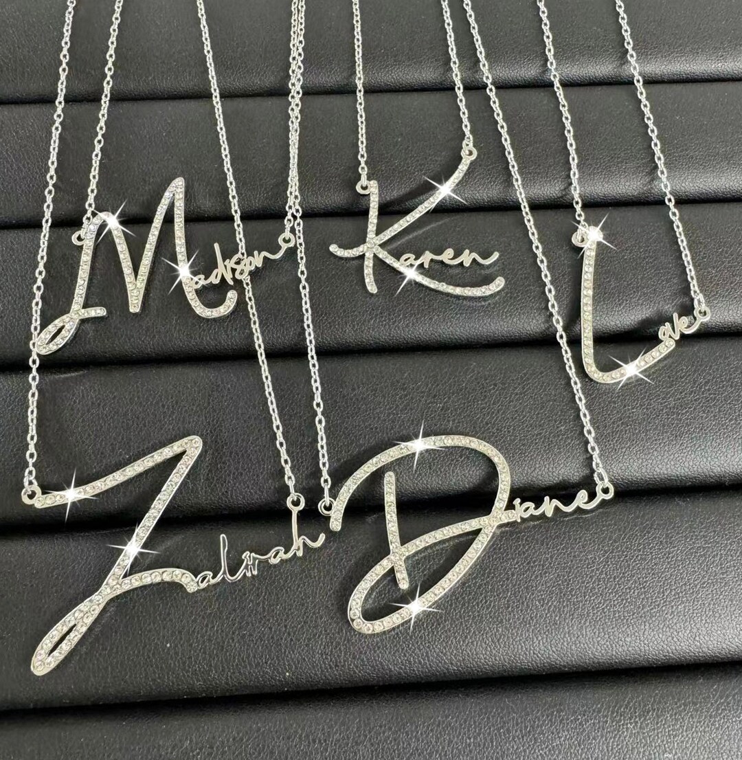 Custom Crystal Name Necklace: Iced Out Bling Jewelry, Diamond Necklace ...