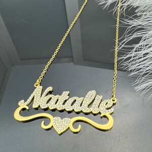 Pavé Custom Nameplate Necklace | Diamond Name Necklace | Tiny Tags