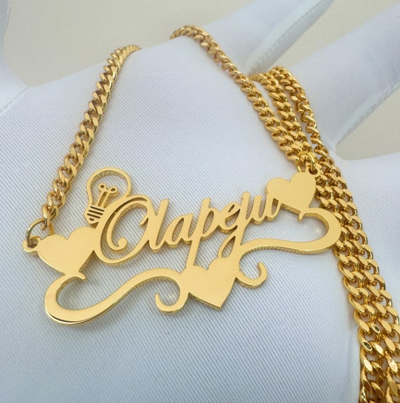 Gold chain with name locket price discount