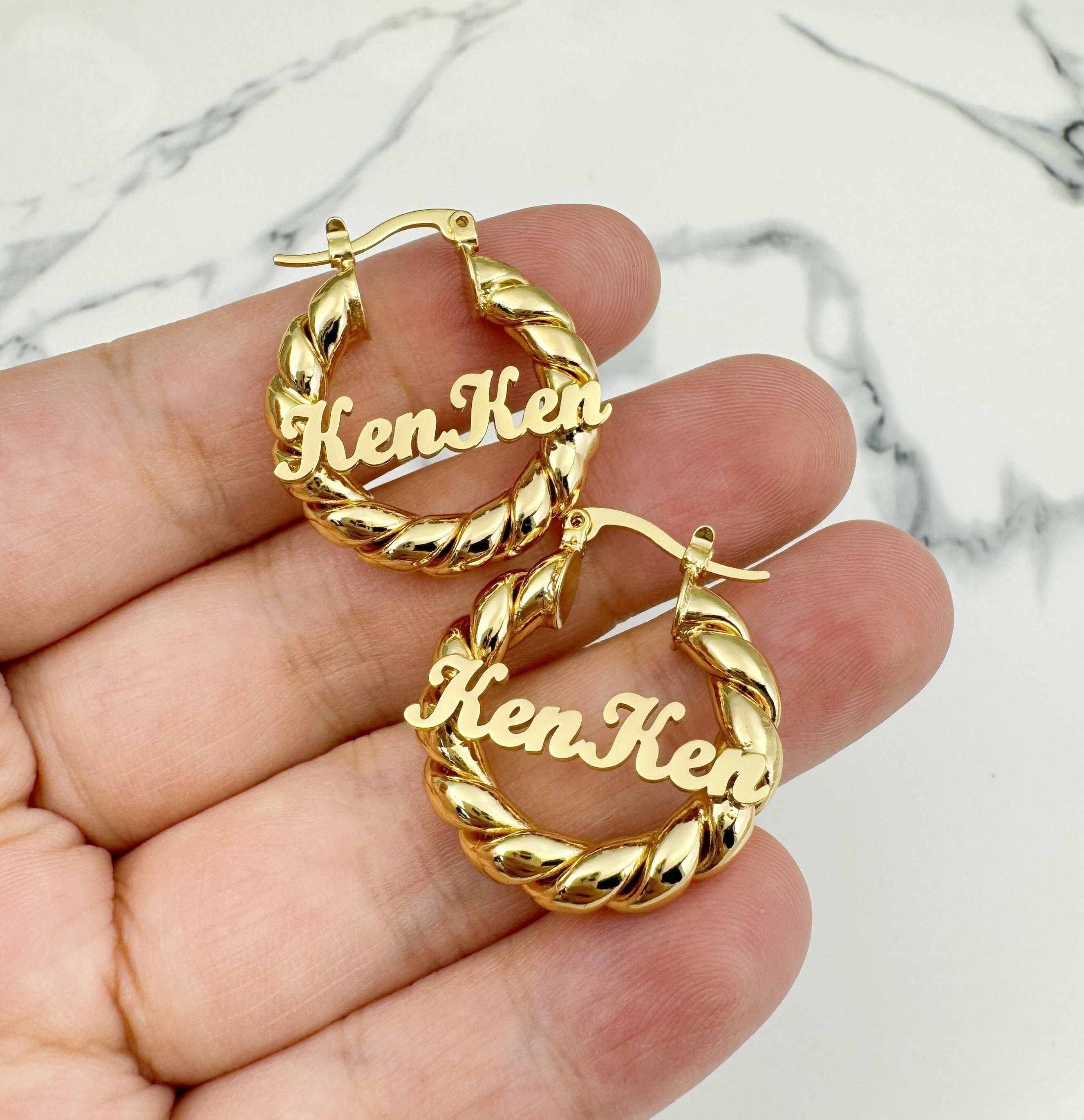 Custom Name Hoop Earrings: Personalized Baby Jewelry, Kids Mini