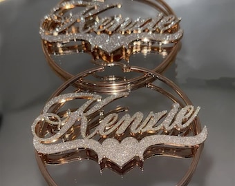 Custom Hoop Earrings,Bling Name Earring,Name Hoop Earrings,Personalized Earring,Big Hoop Earring,Gold Name Earring,Hoop Earring,Gift For Her