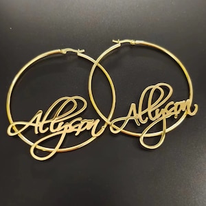 Custom Hoop Earrings,Hoop Name Earrings,Women Name Earrings,Big Hoops,Gold Name Earrings,Personalized Name Earring,Script Name Earrings,Gift